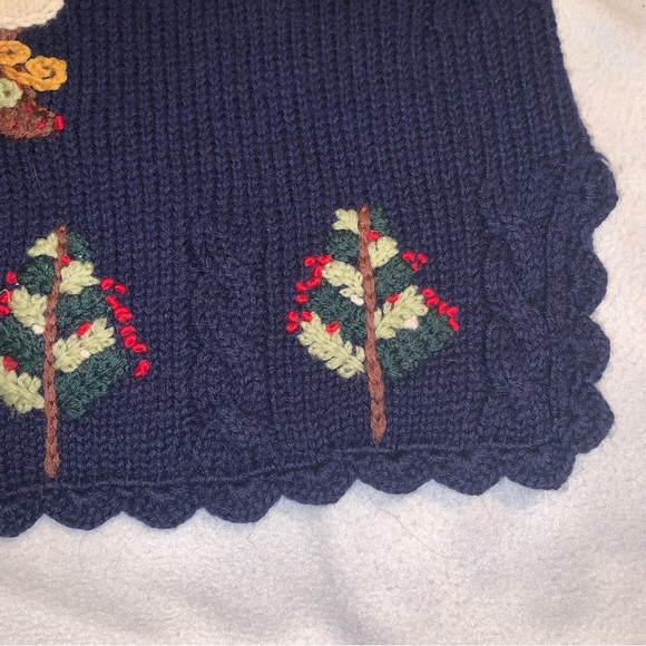 Belle Pointe Vintage Christmas Santa Sweater Sz M Navy Tassels Embroidery EUC - Picture 4 of 9